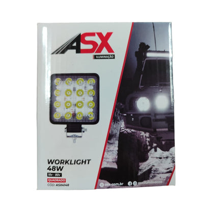 LAMPADA LED WORK LIGHT QUADRADO 48W 10V-30V OFF-ROAD 4X4 ASX