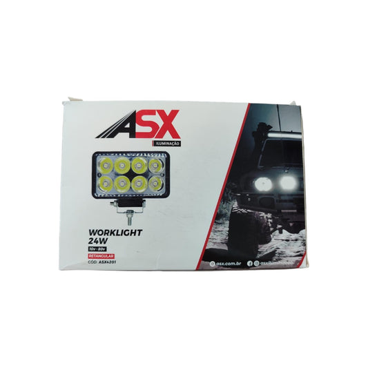 FAROL AUXILIAR WORKLIGHT 4X6 POLEGADAS UNIVERSAL COM 8 LEDS