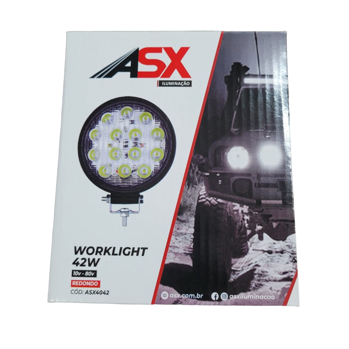 FAROL MILHA LED REDONDO WORKLIGHT C/ SUPORTE 14 LEDS 12/24V